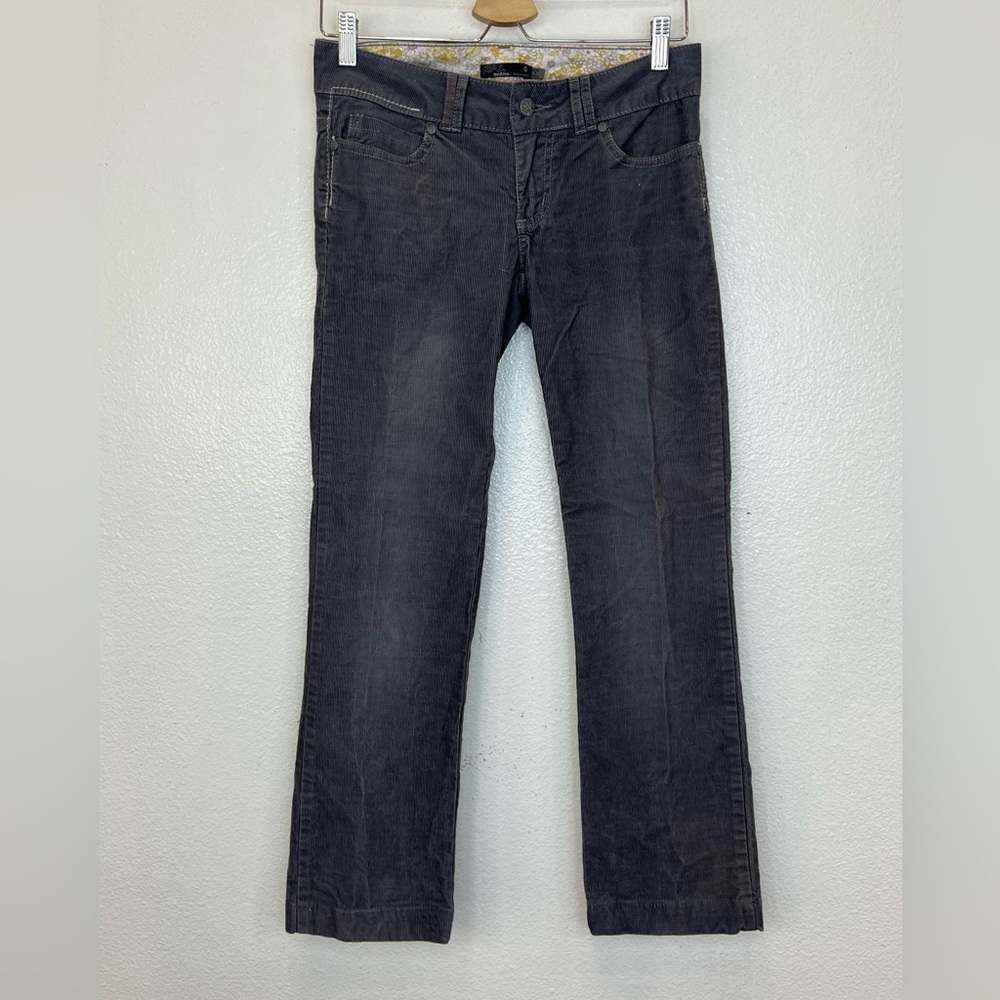 Prana Womens 0 Canyon Corduroy Pants Gray Stretch Straight Leg Low‎ Rise